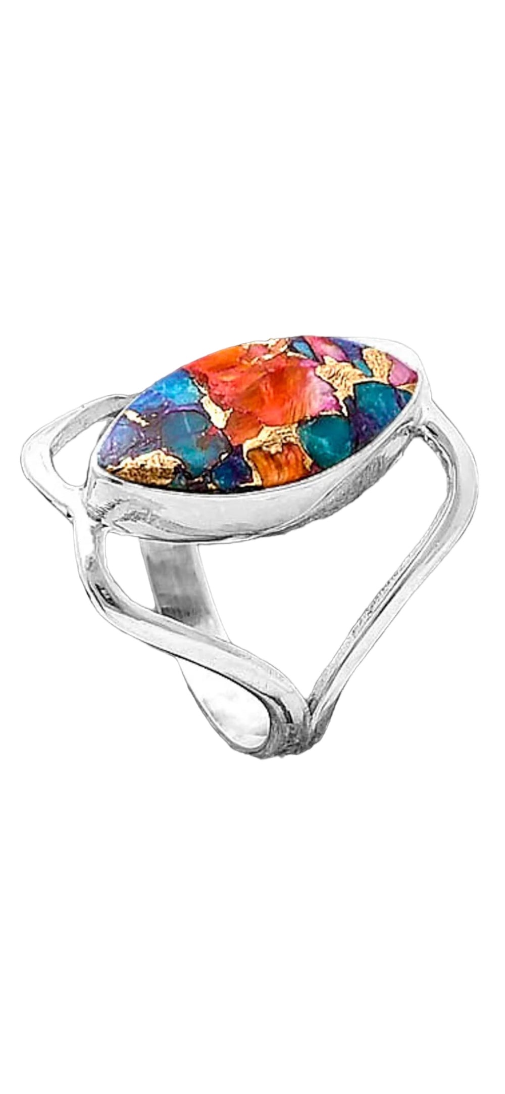 Kingman Dahlia Turquoise Sterling Silver Marquise Ring - Keja Designs Jewelry