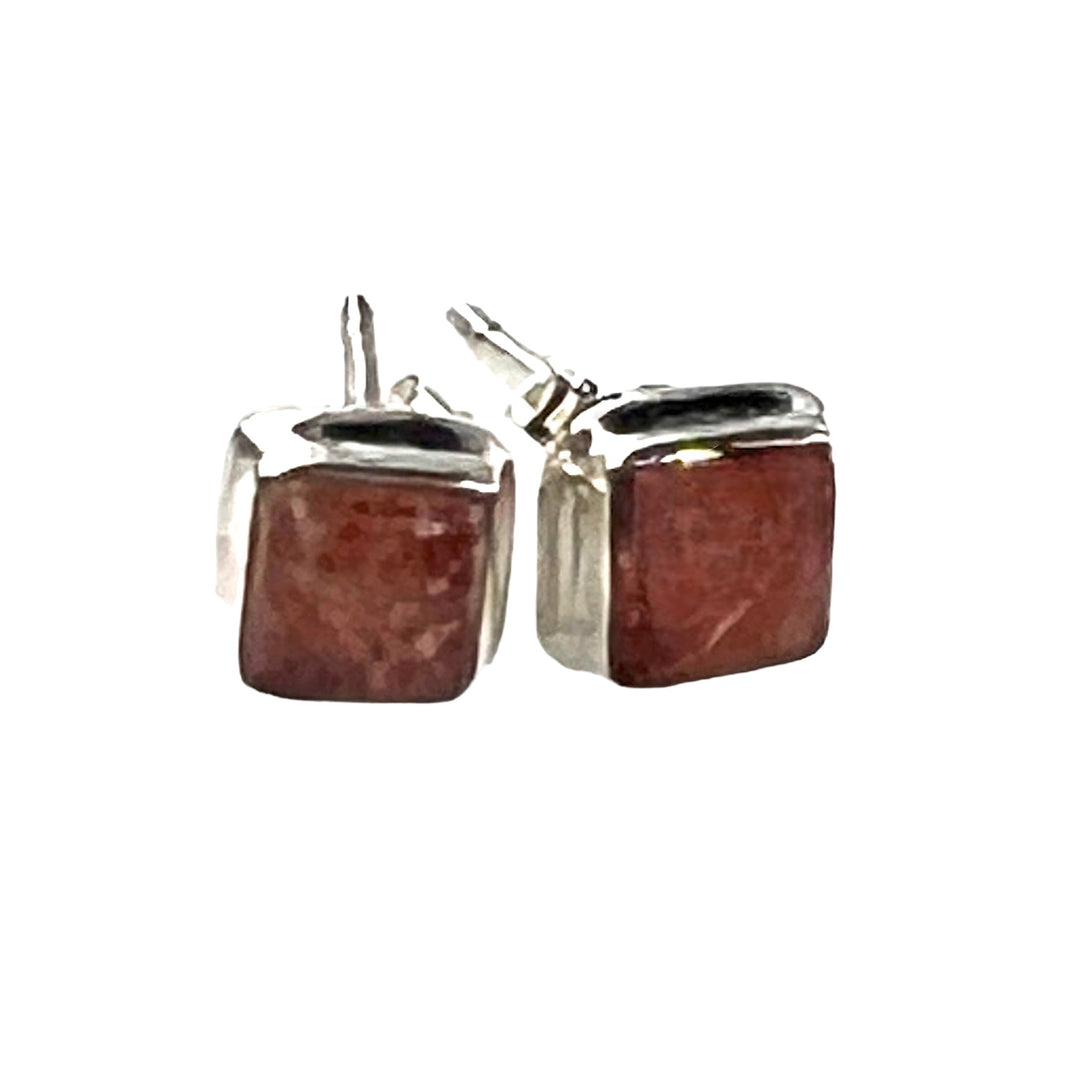 Sunstone Sterling Silver Square Earrings - Keja Designs Jewelry