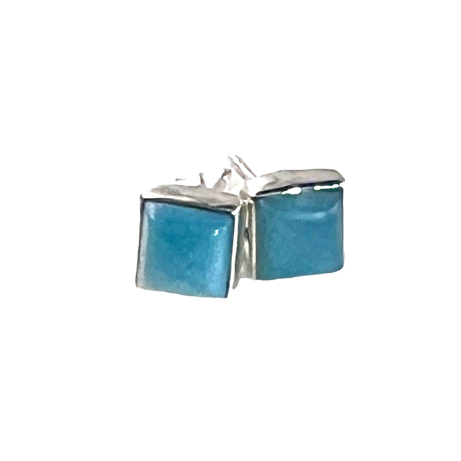 Larimar Sterling Silver Square Earrings - Keja Designs Jewelry