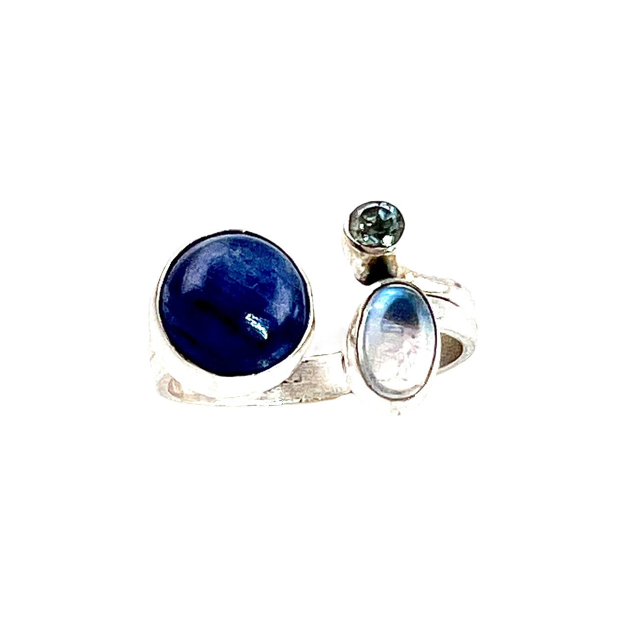 Kyanite, Moonstone & Blue Topaz Sterling Silver Ring - Keja Designs Jewelry