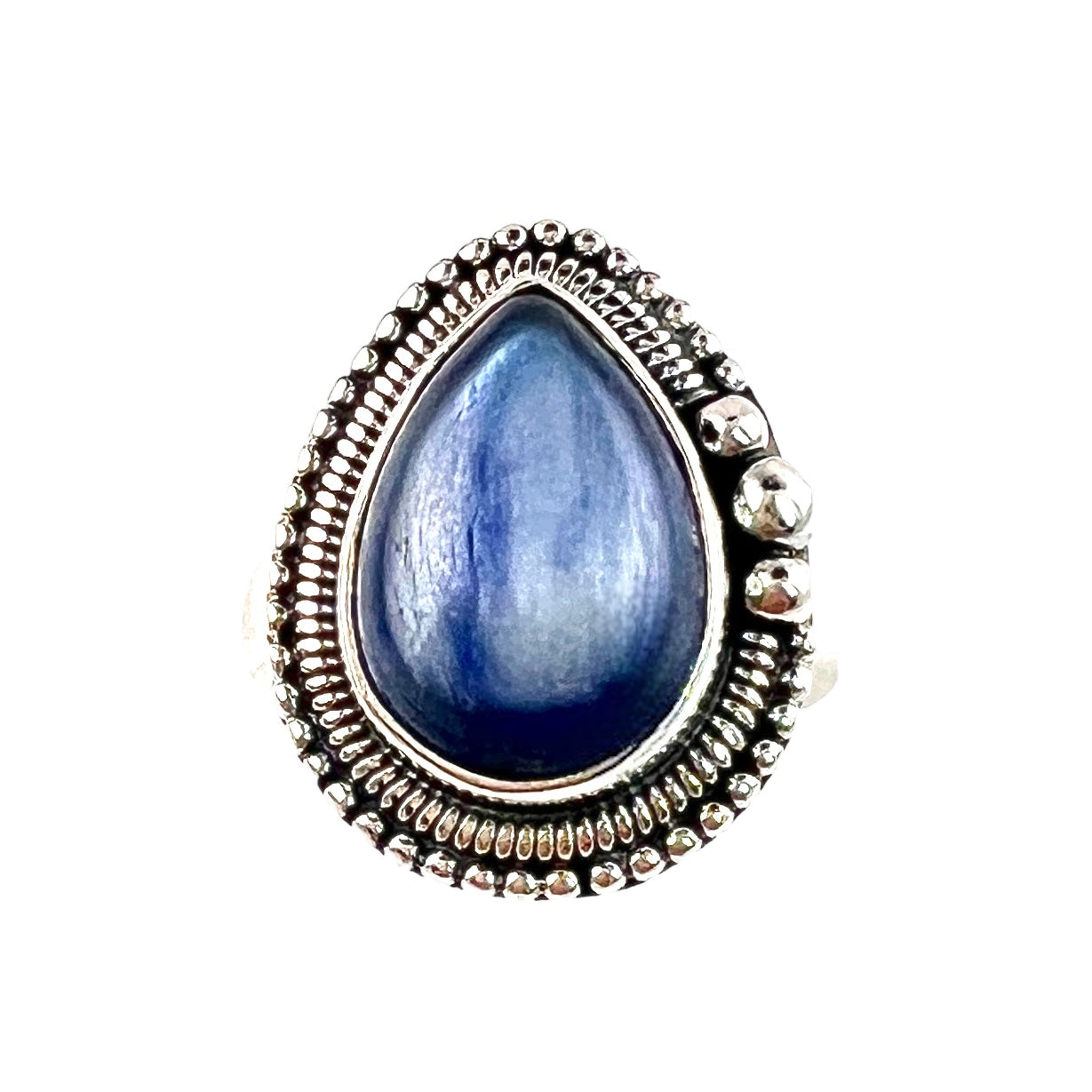 Kyanite Ornate Sterling Silver Pear Ring - Keja Designs Jewelry