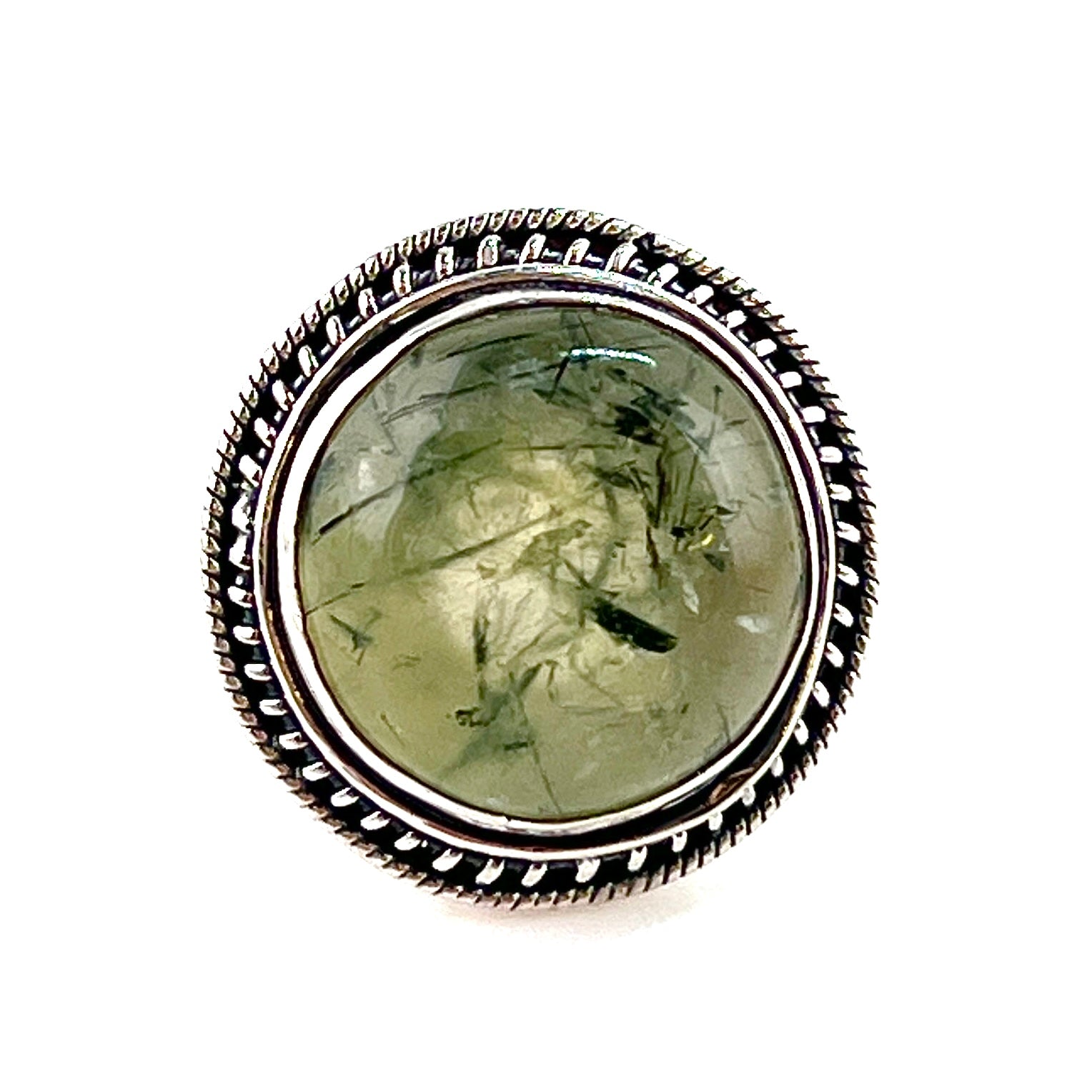 Prehnite Sterling Silver Round Ring - Keja Designs Jewelry