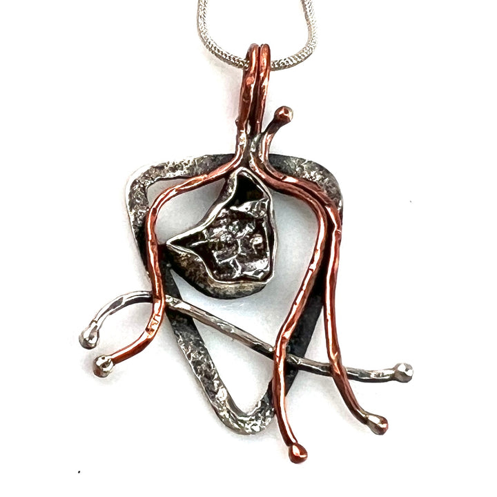 Campo de Cielo Meteorite Sterling Silver Two Tone Pendant - Keja Designs Jewelry
