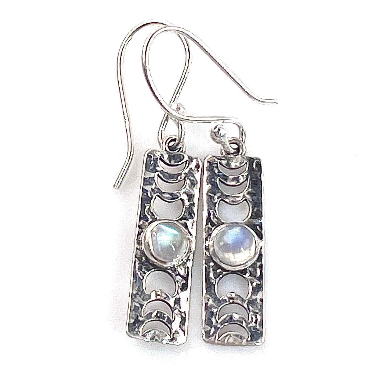 Moonstone Phases of the Moon Sterling Silver Earrings - Keja Designs Jewelry