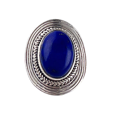 Lapis Sterling Silver Oval Ring - Keja Designs Jewelry