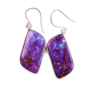 Purple Turquoise Sterling Silver Fancy Cut Earrings - Keja Designs Jewelry