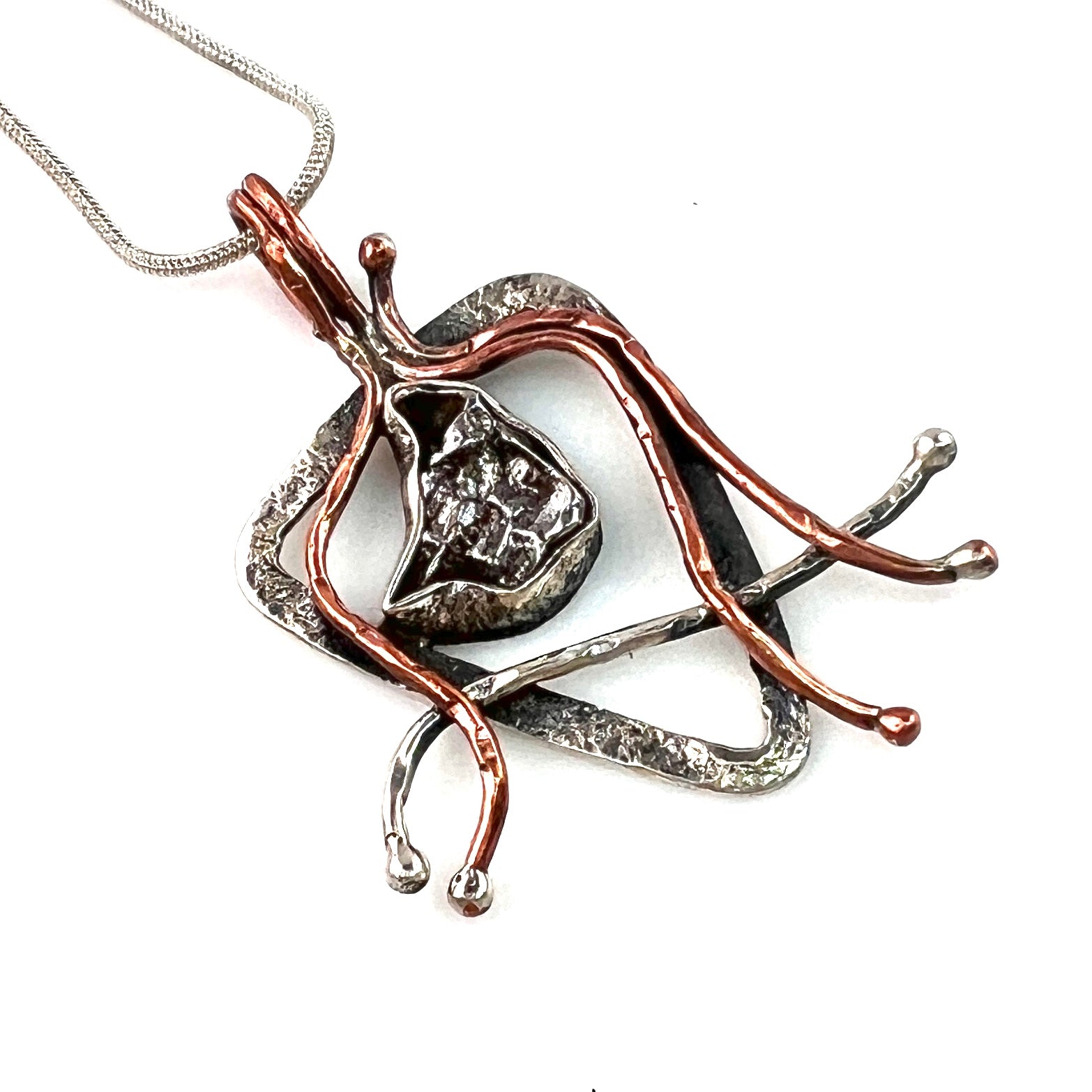Campo de Cielo Meteorite Sterling Silver Two Tone Pendant - Keja Designs Jewelry