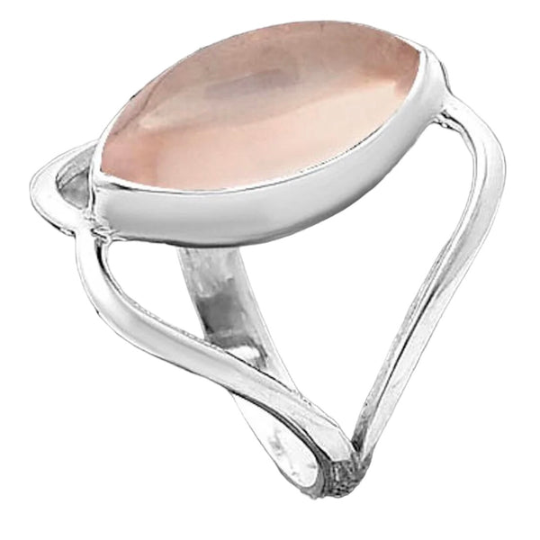 Rose Quartz “Pretty in Pink” Sterling Silver Marquise Ring - Keja Designs Jewelry