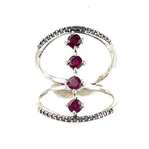 Ruby Sterling Silver Line Ring - Keja Designs Jewelry