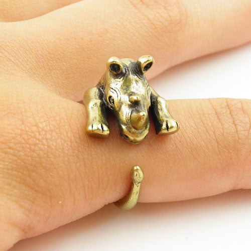 Animal Wrap Ring - Rhino - Yellow Bronze - Adjustable Ring - keja jewelry - Keja Designs Jewelry