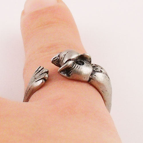 Animal Wrap Ring - Owl - White Bronze - Adjustable Ring - keja jewelry - Keja Designs Jewelry