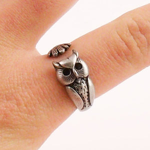 Animal Wrap Ring - Owl - White Bronze - Adjustable Ring - keja jewelry - Keja Designs Jewelry
