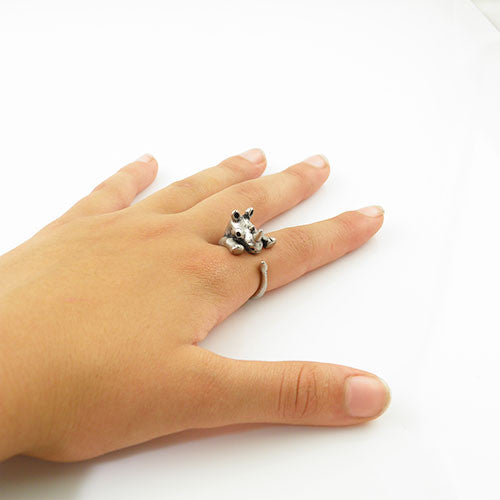 Animal Wrap Ring - Rhino - White Bronze - Adjustable Ring - keja jewelry - Keja Designs Jewelry