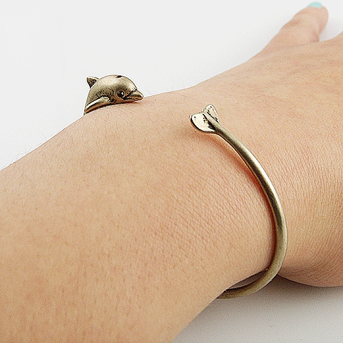 Animal Wrap Bracelet Dolphin Yellow Bronze - Keja Designs Jewelry