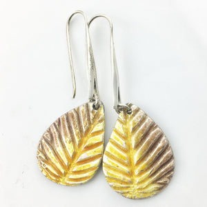 Autum Leaf - Enamled Pure Fine Silver Earrings - Keja Designs Jewelry