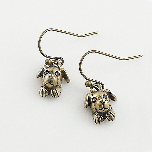 Animal Puppy Yellow Bronze Earrings - Keja Designs Jewelry