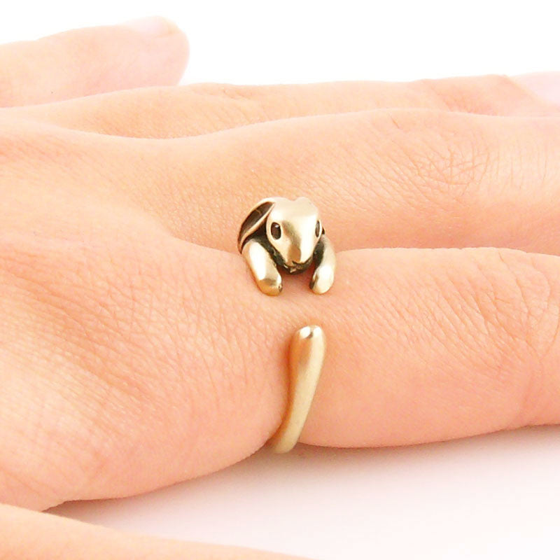 Animal Wrap Ring - Bunny -Yellow Bronze - Adjustable Ring - keja jewelry - Keja Designs Jewelry