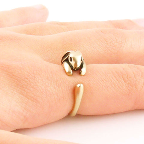 Animal Wrap Ring - Bunny -Yellow Bronze - Adjustable Ring - keja jewelry - Keja Designs Jewelry