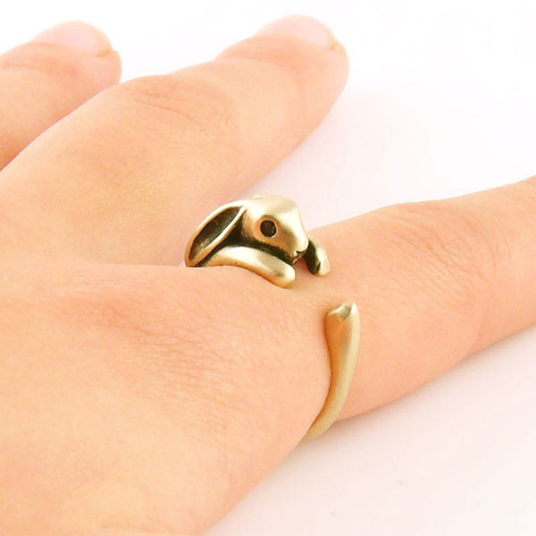 Animal Wrap Ring - Bunny -Yellow Bronze - Adjustable Ring - keja jewelry - Keja Designs Jewelry