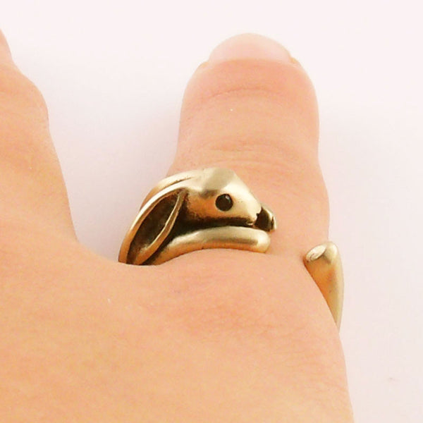 Animal Wrap Ring - Bunny -Yellow Bronze - Adjustable Ring - keja jewelry - Keja Designs Jewelry