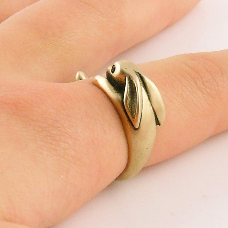 Animal Wrap Ring - Bunny -Yellow Bronze - Adjustable Ring - keja jewelry - Keja Designs Jewelry