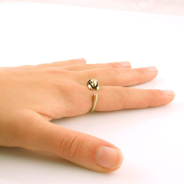 Animal Wrap Ring - Bunny -Yellow Bronze - Adjustable Ring - keja jewelry - Keja Designs Jewelry
