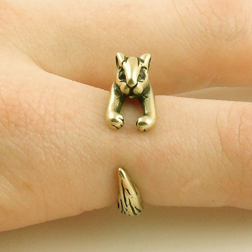 Animal Wrap Ring - Squirrel / Chipmunk - Bronze - Adjustable Ring - keja jewelry - Keja Designs Jewelry