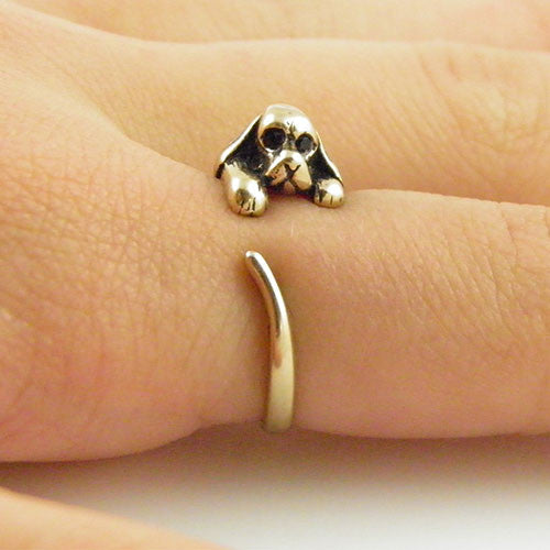 Animal Wrap Ring - Spaniel Dog - Yellow Bronze - Adjustable Ring - keja Jewelry - Keja Designs Jewelry