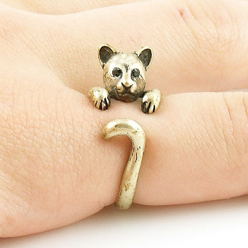 Animal Wrap Ring - Cougar / Panther - Yellow Bronze - Adjustable Ring - keja jewelry - Keja Designs Jewelry