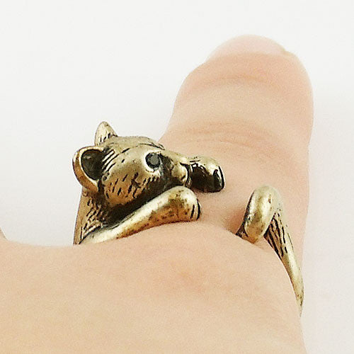 Animal Wrap Ring - Cougar / Panther - Yellow Bronze - Adjustable Ring - keja jewelry - Keja Designs Jewelry