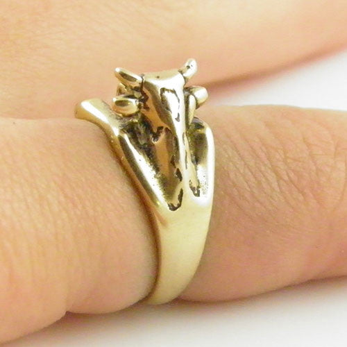 Animal Wrap Ring - Cow - Yellow Bronze - Adjustable Ring - Keja Jewelry - Keja Designs Jewelry