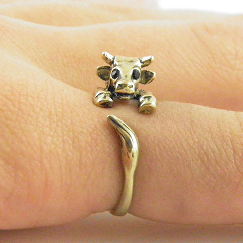 Animal Wrap Ring - Cow - Yellow Bronze - Adjustable Ring - Keja Jewelry - Keja Designs Jewelry