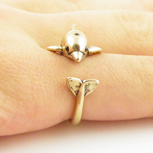 Animal Wrap Ring - Dolphin - Yellow Bronze - Adjustable Ring - Keja Jewelry - Keja Designs Jewelry