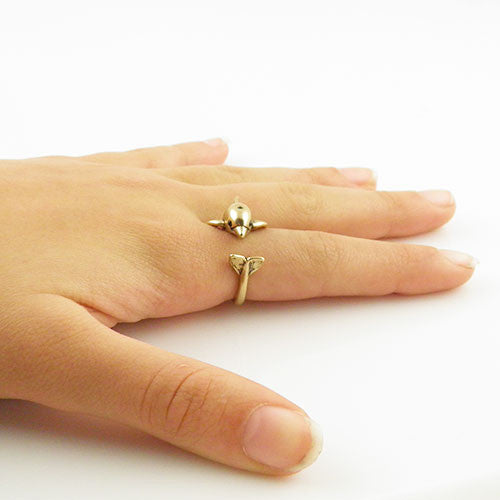 Animal Wrap Ring - Dolphin - Yellow Bronze - Adjustable Ring - Keja Jewelry - Keja Designs Jewelry