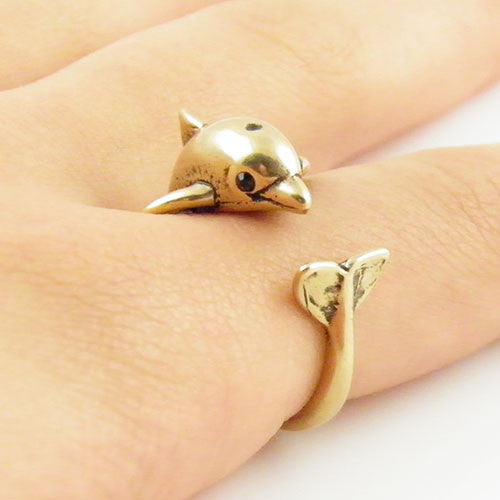 Animal Wrap Ring - Dolphin - Yellow Bronze - Adjustable Ring - Keja Jewelry - Keja Designs Jewelry