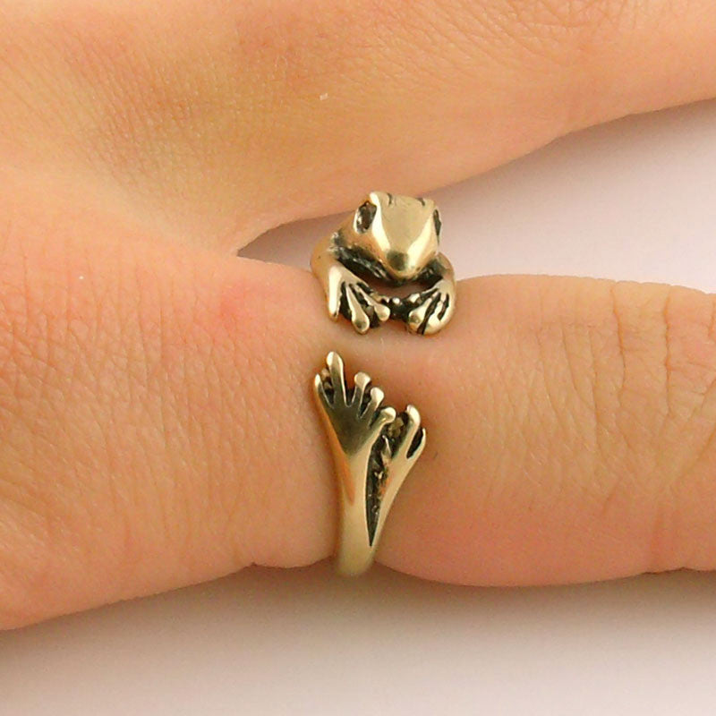 Animal Wrap Ring - Frog - Yellow Bronze - Adjustable Ring - keja jewelry - Keja Designs Jewelry