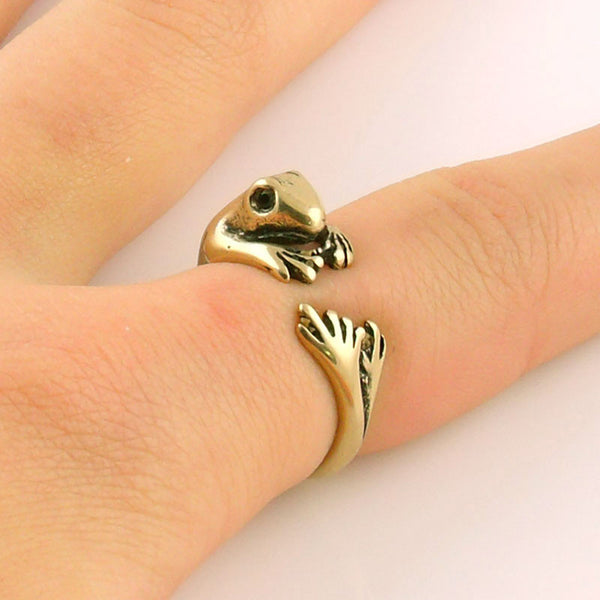 Animal Wrap Ring - Frog - Yellow Bronze - Adjustable Ring - keja jewelry - Keja Designs Jewelry