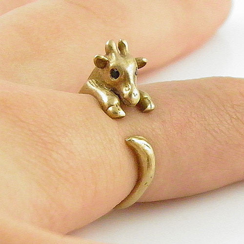 Animal Wrap Ring - Giraffe - Yellow Bronze - Adjustable Ring - keja jewelry - Keja Designs Jewelry