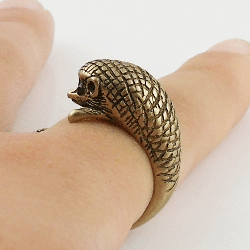 Animal Wrap Ring - Hedgehog- Bronze - Adjustable Ring - Keja Designs Jewelry
