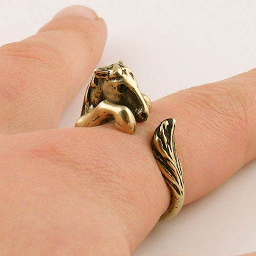 Animal Wrap Ring - Horse - Yellow Bronze - Adjustable Ring - keja jewelry - Keja Designs Jewelry