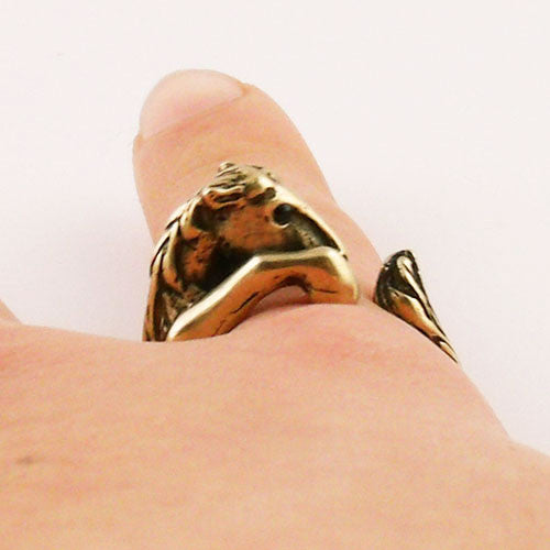 Animal Wrap Ring - Horse - Yellow Bronze - Adjustable Ring - keja jewelry - Keja Designs Jewelry