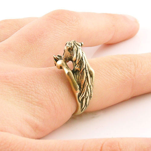 Animal Wrap Ring - Horse - Yellow Bronze - Adjustable Ring - keja jewelry - Keja Designs Jewelry