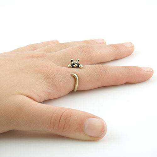 Animal Wrap Ring - Kitten / Cat - Yellow Bronze - Adjustable Ring - keja jewelry - Keja Designs Jewelry