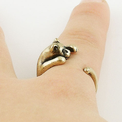 Animal Wrap Ring - Kitten / Cat - Yellow Bronze - Adjustable Ring - keja jewelry - Keja Designs Jewelry