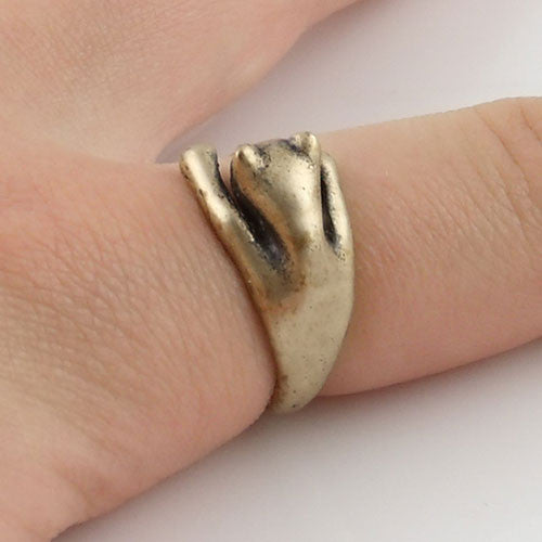Animal Wrap Ring - Kitten / Cat - Yellow Bronze - Adjustable Ring - keja jewelry - Keja Designs Jewelry