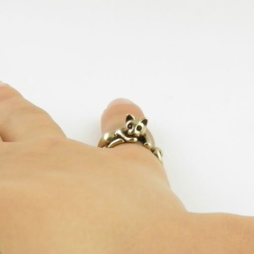 Animal Wrap Ring - Lazy Cat - Yellow Bronze - Adjustable Rig - keja Jewelry - Keja Designs Jewelry