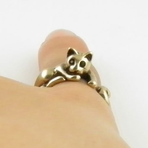 Animal Wrap Ring - Lazy Cat - Yellow Bronze - Adjustable Rig - keja Jewelry - Keja Designs Jewelry