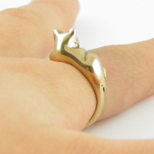 Animal Wrap Ring - Lazy Cat - Yellow Bronze - Adjustable Rig - keja Jewelry - Keja Designs Jewelry