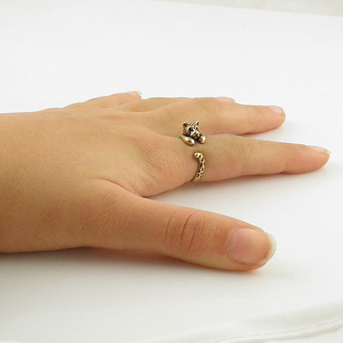 Animal Wrap Ring - Leopard - Yellow Bronze - Adjustable Ring - Keja Designs Jewelry