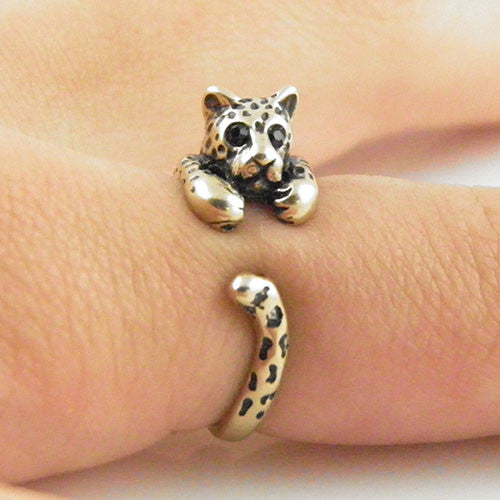 Animal Wrap Ring - Leopard - Yellow Bronze - Adjustable Ring - Keja Designs Jewelry